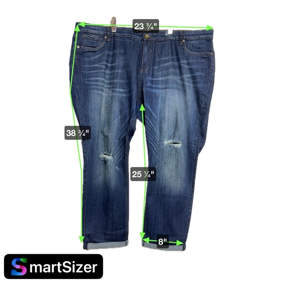 Kut From The Cloth Women's Jeans 24W Blue Catherine Slouchy Boyfriend Distressed - Picture 3 of 7